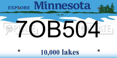 7OB504 Minnesota License Plate
