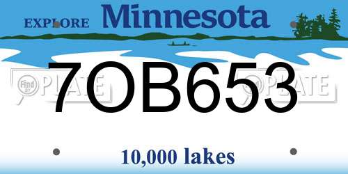 7OB653 Minnesota License Plate