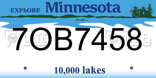 7OB7458 Minnesota License Plate