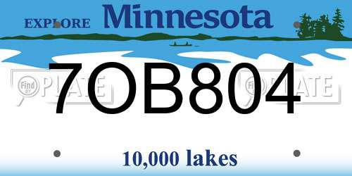 7OB804 Minnesota License Plate