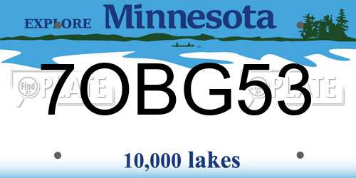 7OBG53 Minnesota License Plate