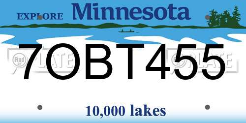 7OBT455 Minnesota License Plate