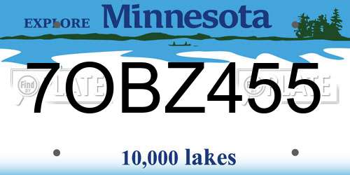 7OBZ455 Minnesota License Plate
