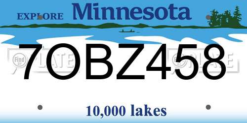 7OBZ458 Minnesota License Plate