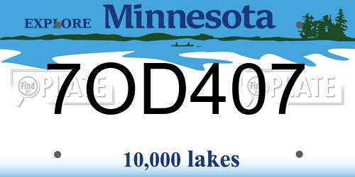 7OD407 Minnesota License Plate