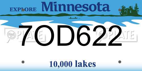 7OD622 Minnesota License Plate