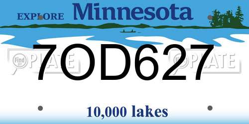 7OD627 Minnesota License Plate