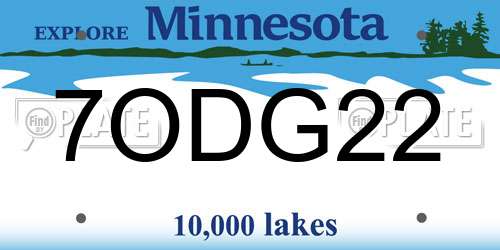 7ODG22 Minnesota License Plate