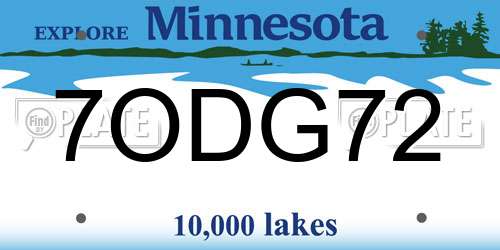 7ODG72 Minnesota License Plate