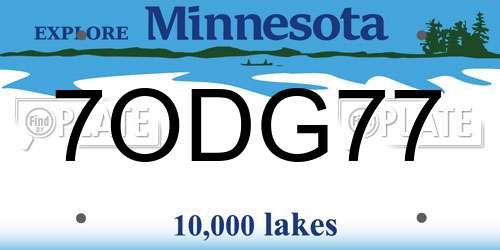 7ODG77 Minnesota License Plate