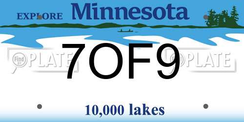 7OF9 Minnesota License Plate
