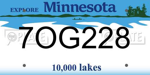 7OG228 Minnesota License Plate