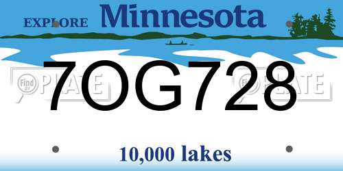 7OG728 Minnesota License Plate