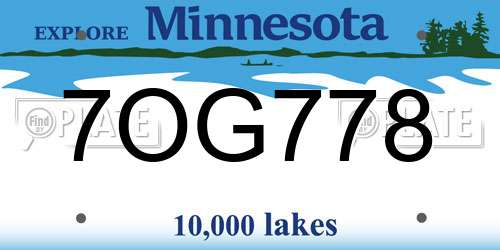7OG778 Minnesota License Plate