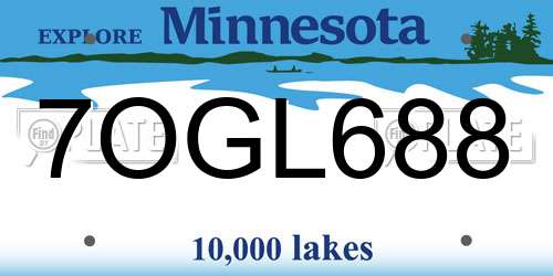 7OGL688 Minnesota License Plate
