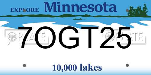 7OGT25 Minnesota License Plate