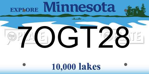 7OGT28 Minnesota License Plate