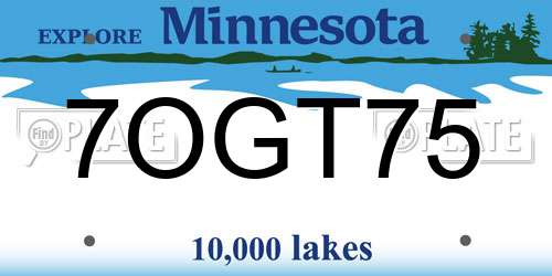 7OGT75 Minnesota License Plate
