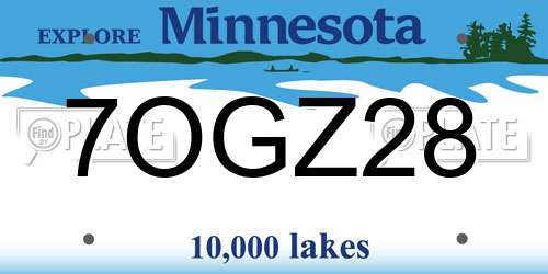 7OGZ28 Minnesota License Plate