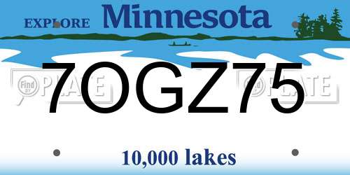 7OGZ75 Minnesota License Plate