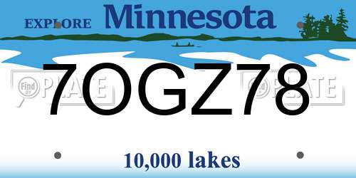7OGZ78 Minnesota License Plate