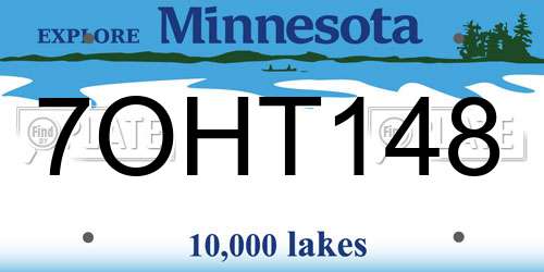 7OHT148 Minnesota License Plate
