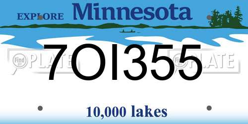 7OI355 Minnesota License Plate