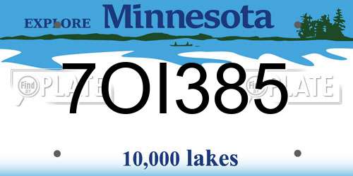 7OI385 Minnesota License Plate