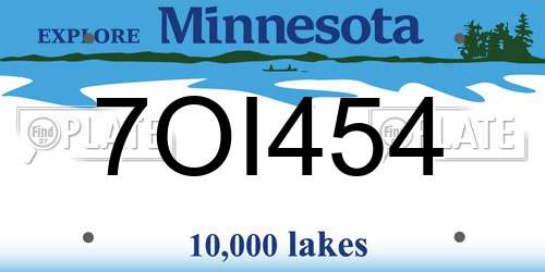 7OI454 Minnesota License Plate