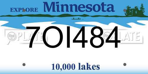 7OI484 Minnesota License Plate