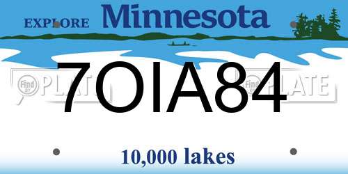 7OIA84 Minnesota License Plate