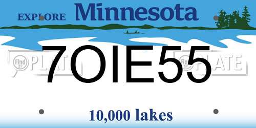 7OIE55 Minnesota License Plate