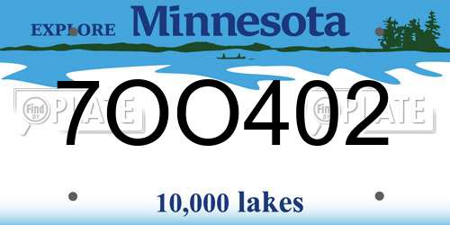 7OO402 Minnesota License Plate