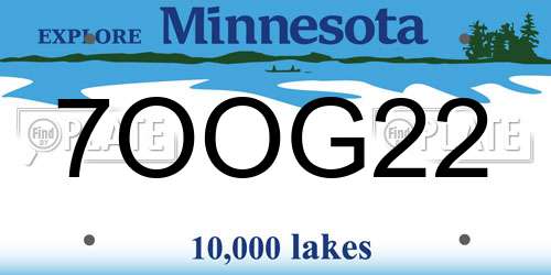 7OOG22 Minnesota License Plate
