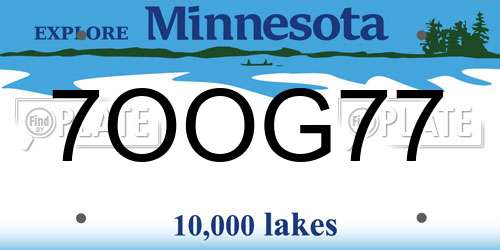 7OOG77 Minnesota License Plate