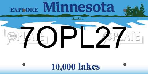 7OPL27 Minnesota License Plate