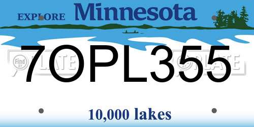 7OPL355 Minnesota License Plate