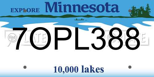 7OPL388 Minnesota License Plate