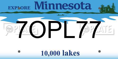 7OPL77 Minnesota License Plate
