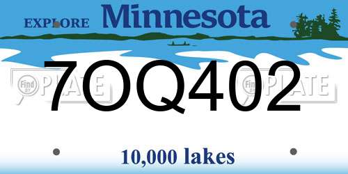 7OQ402 Minnesota License Plate