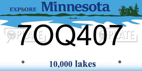 7OQ407 Minnesota License Plate