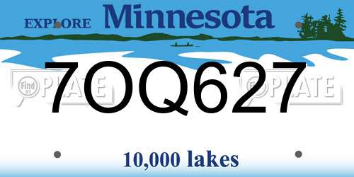 7OQ627 Minnesota License Plate