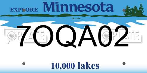 7OQA02 Minnesota License Plate