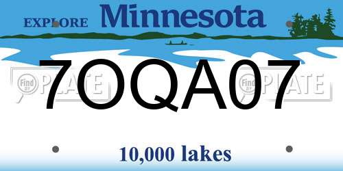 7OQA07 Minnesota License Plate