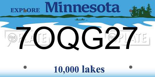 7OQG27 Minnesota License Plate