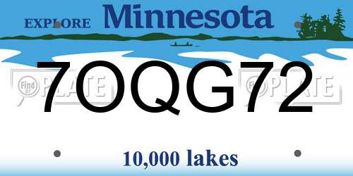 7OQG72 Minnesota License Plate
