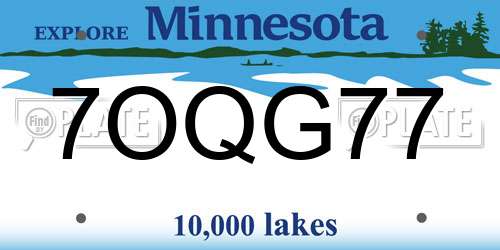 7OQG77 Minnesota License Plate