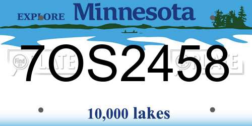 7OS2458 Minnesota License Plate
