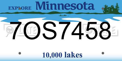 7OS7458 Minnesota License Plate