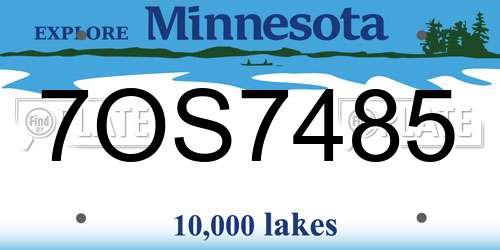 7OS7485 Minnesota License Plate